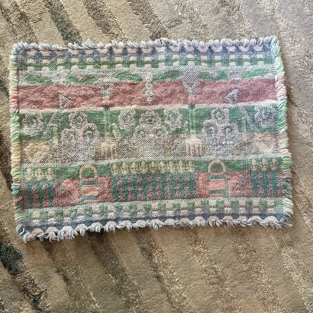 Vintage Placemats Woven Tapestry Easter Bunny Spring set of 4 tea party decor